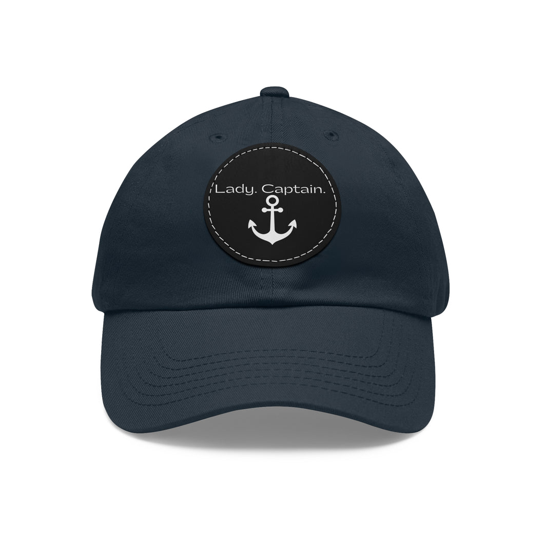 Lady Captain Dad Hat with Leather Patch (Round)