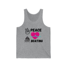 Load image into Gallery viewer, PeaceLoveBoatingTank black graphics
