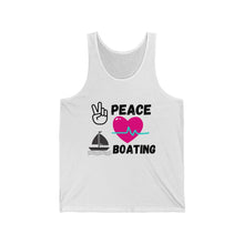 Load image into Gallery viewer, PeaceLoveBoatingTank black graphics
